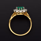 18ct Yellow Gold & Platinum Emerald & Diamond Cluster Ring