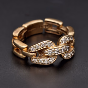 9ct Yellow Gold Small Diamond Chain Ring