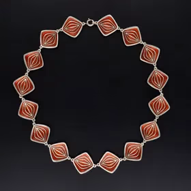 Sterling Silver & Red Enamel Necklace