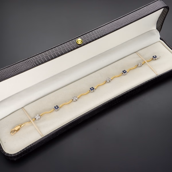 18ct Yellow Gold Sapphire & Diamond Bracelet