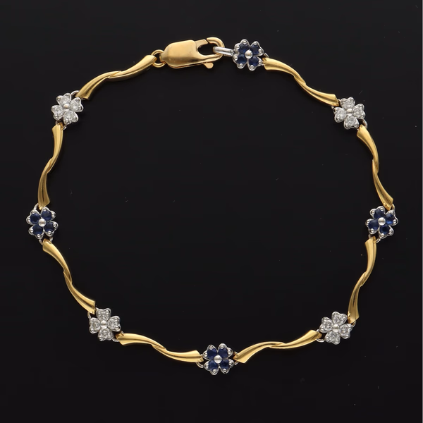 18ct Yellow Gold Sapphire & Diamond Bracelet