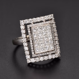 18ct White Gold Triple Halo Diamond Ring