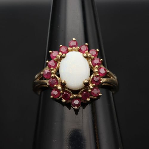 9ct Gold Ruby and Opal Ring image-2