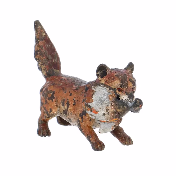 Cold Painted Bronze Fox with Duck