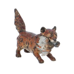 Cold Painted Bronze Fox with Duck