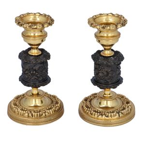 19th Century Pair of Bronze Candlesticks