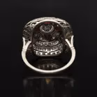 Art Deco Platinum, Ruby and Diamond Cluster Ring
