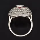 Art Deco Platinum, Ruby and Diamond Cluster Ring