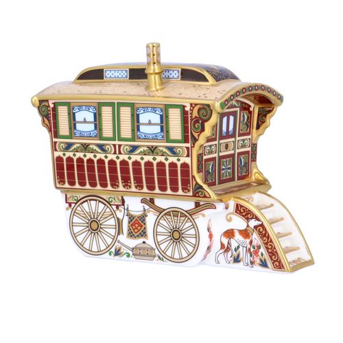 Limited Edition Royal Crown Derby Burton Wagon Gyspy Caravan image-1