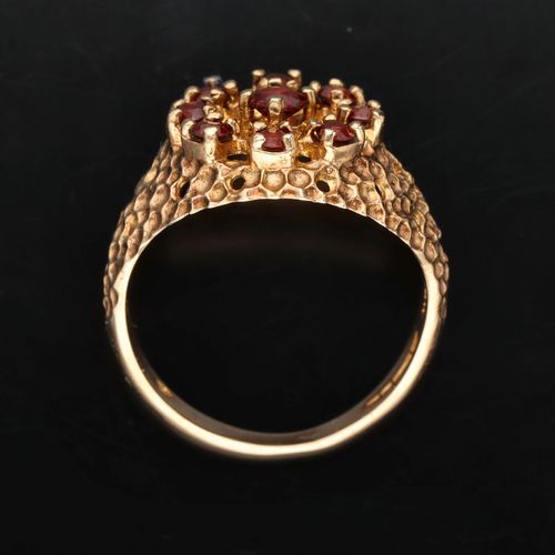 Retro Gold Garnet Cluster Ring. Birmingham 1972 image-6