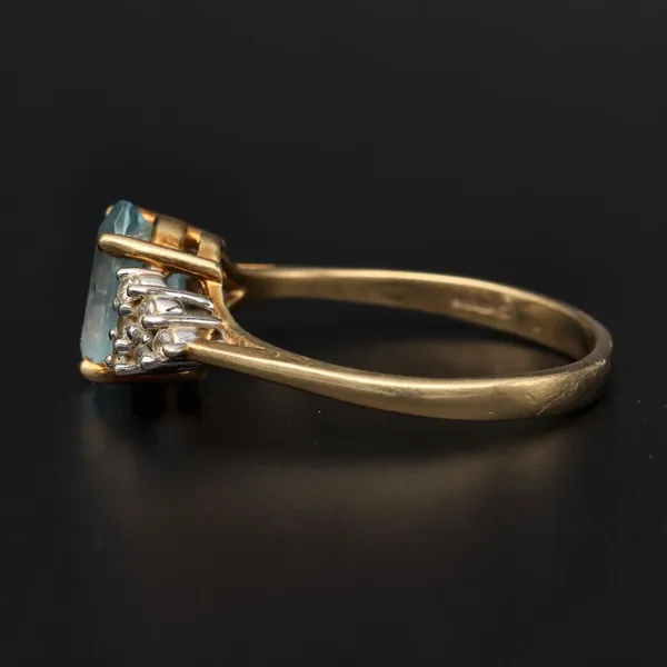 Gold Aquamarine Diamond Ring. London 1988