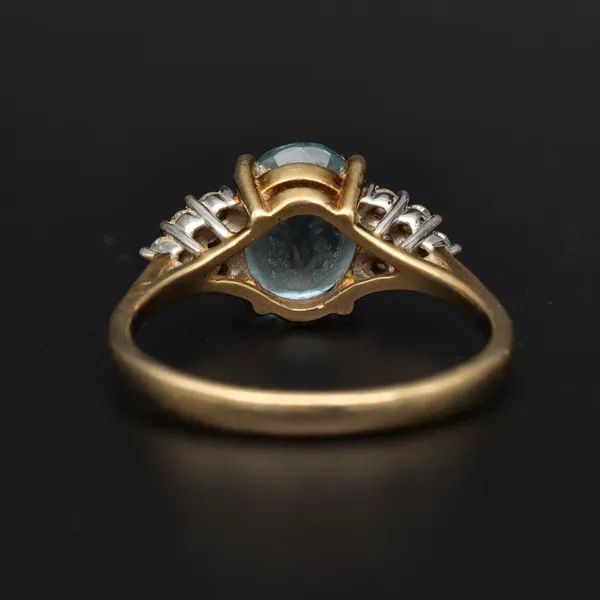 Gold Aquamarine Diamond Ring. London 1988