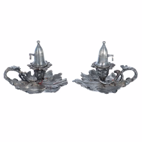 Pair of Pewter Chamber Sticks
