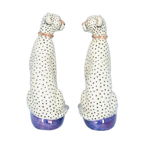 Pair of Hand Painted Pottery Cheetahs by Miranda Smith image-5