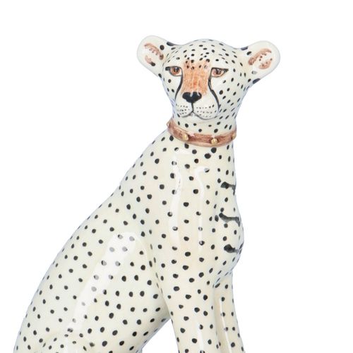 Pair of Hand Painted Pottery Cheetahs by Miranda Smith image-3