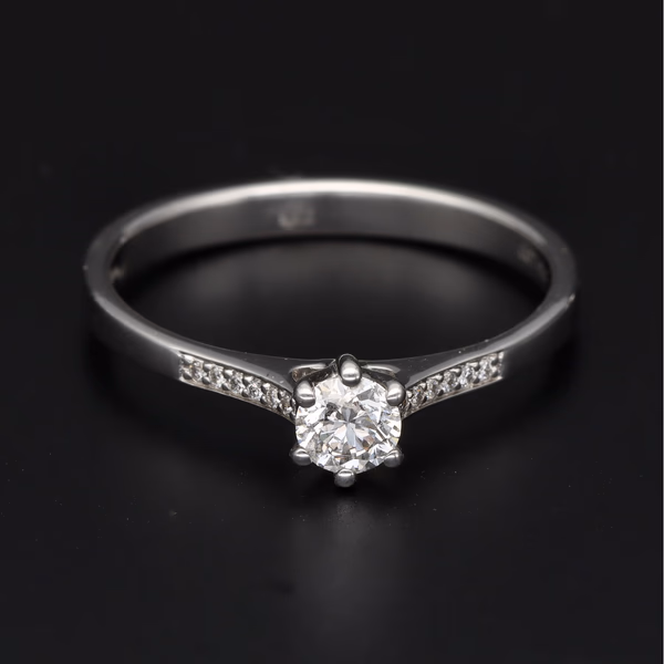 9ct White Gold Diamond Solitaire Ring
