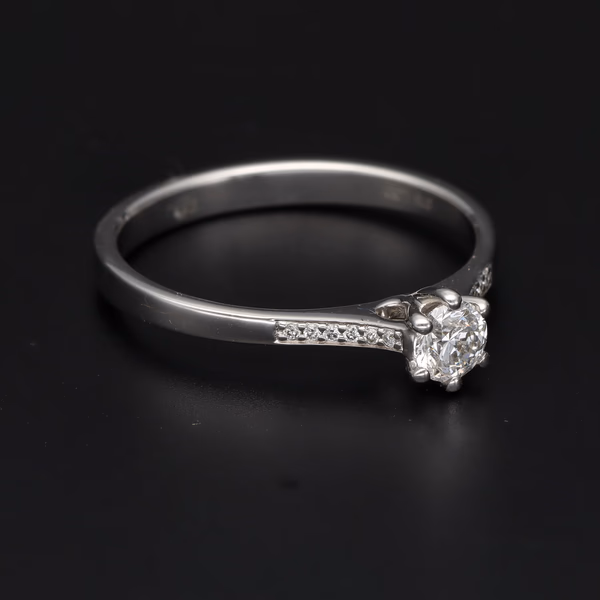 9ct White Gold Diamond Solitaire Ring