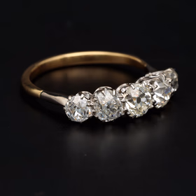 Antique 18ct Gold & Platinum 3.00ct Diamond Five Stone Ring