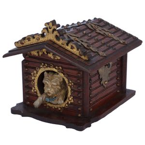 19th Century Gilt and Wooden Novelty Dog Kennel Box