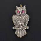 Vintage Diamond Owl Pendant