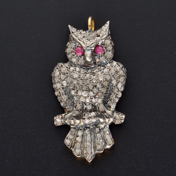 Vintage Diamond Owl Pendant