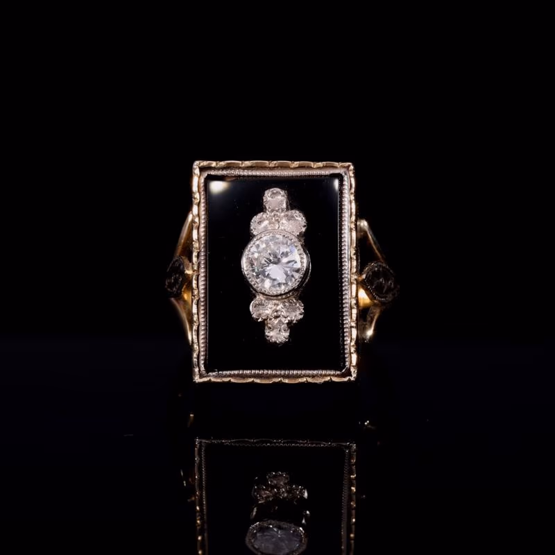 360° view of The Vintage Black Onyx and Diamond Ring