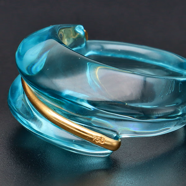 Baccarat Coquillage Aqua Crystal Ring