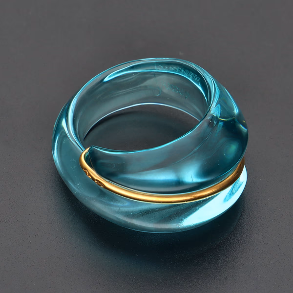 Baccarat Coquillage Aqua Crystal Ring