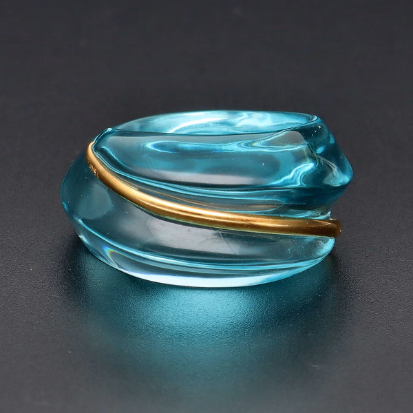 Baccarat Coquillage Aqua Crystal Ring