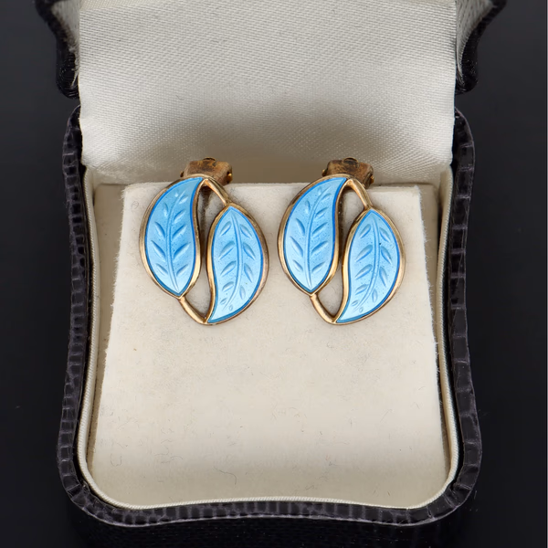 Norwegian Gilt Silver Enamel Earrings