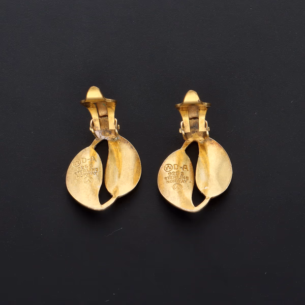 Norwegian Gilt Silver Enamel Earrings