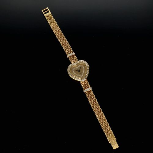 Ladies 18K Gold Diamond Heart Watch image-1