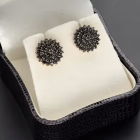9ct Gold Black Diamond Earrings