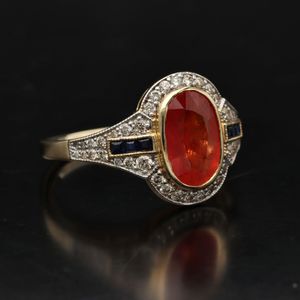 18ct Gold Ruby Diamond and Sapphire Ring