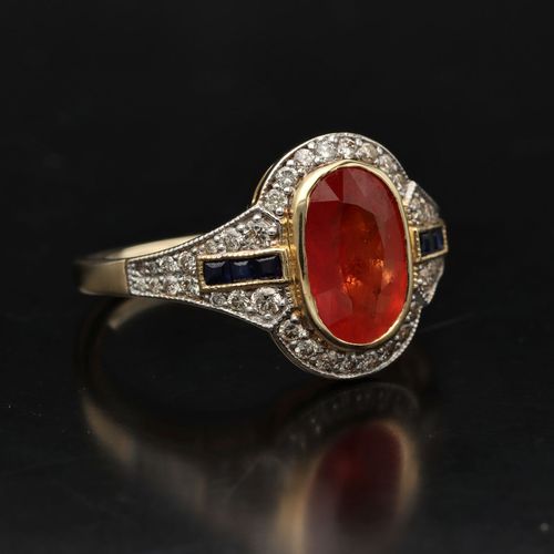 18ct Gold Ruby Diamond and Sapphire Ring image-1