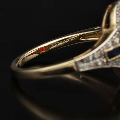 18ct Gold Ruby Diamond and Sapphire Ring image-3