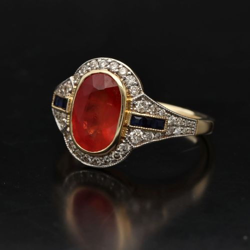 18ct Gold Ruby Diamond and Sapphire Ring image-4