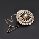 Victorian 12ct Gold and Silver Pearl and Diamond Brooch