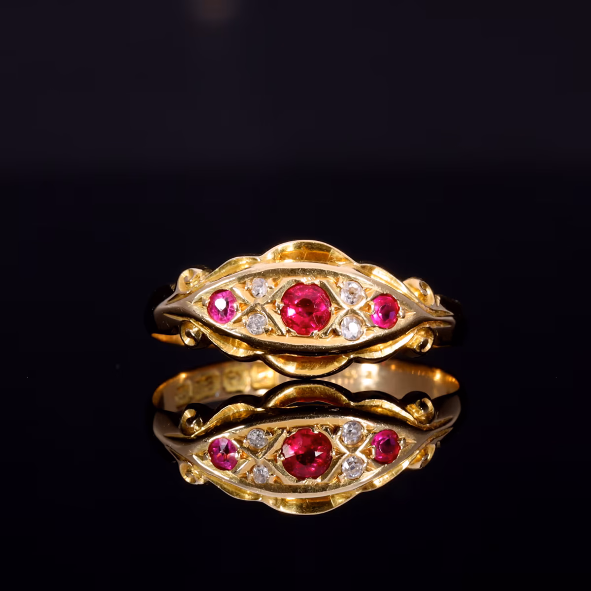 360° view of The Vintage 1942 Synthetic Ruby And Diamond Ring