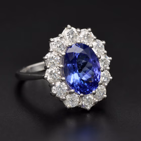 18ct White Gold Tanzanite and Diamond Ring