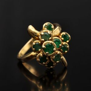 Vintage 14ct Gold Modernist Emerald Ring