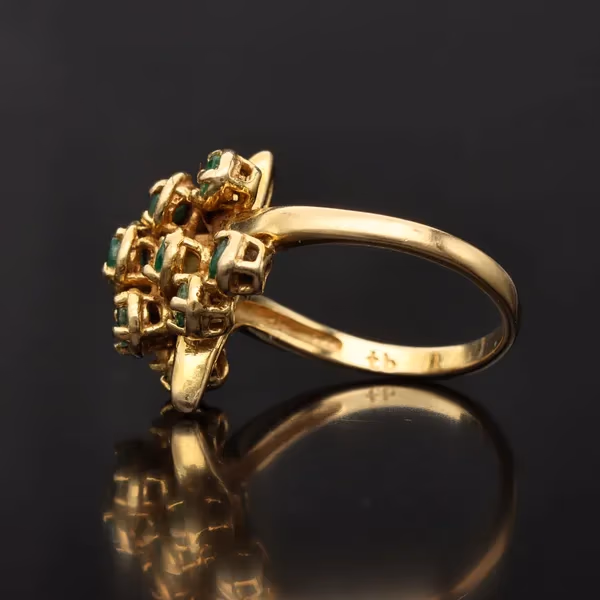 Vintage 14ct Gold Modernist Emerald Ring