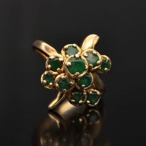 Vintage 14ct Gold Modernist Emerald Ring image-2