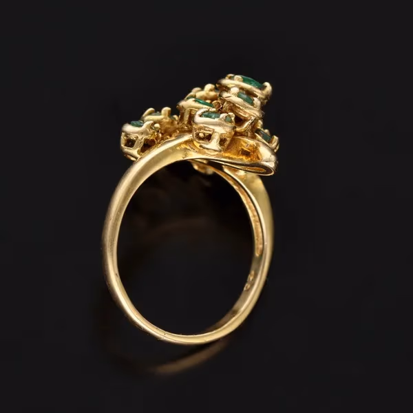Vintage 14ct Gold Modernist Emerald Ring