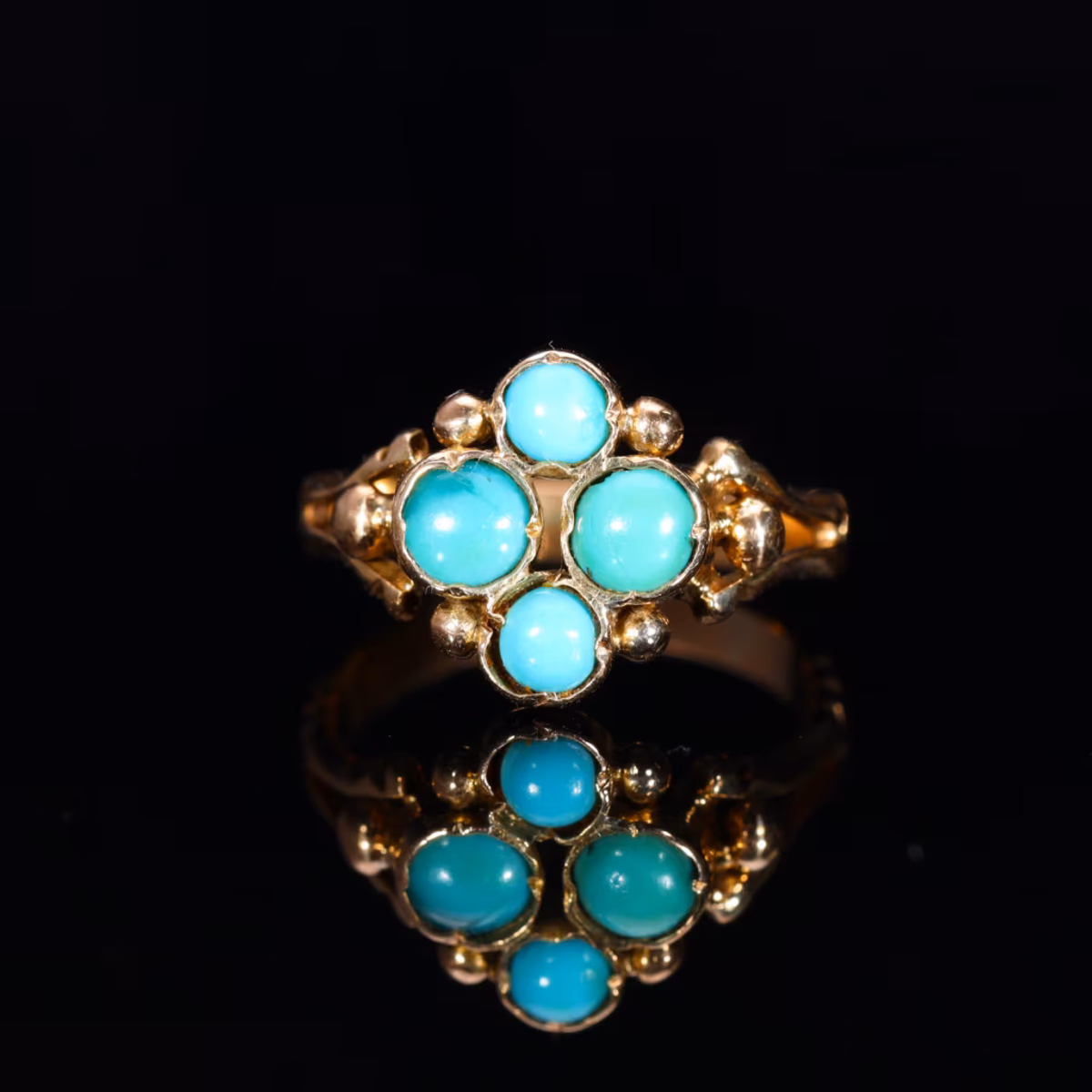 360° view of The Antique Victorian Turquoise Cluster Ring