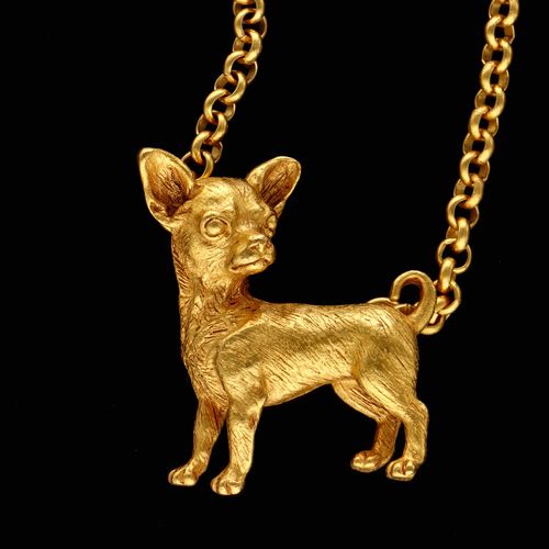 Rare Vintage Askew 24ct Gold Plated Chihuahua Jewellery Set image-2
