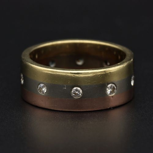 Rare 18ct Tricolour Gold Diamond Ring image-1