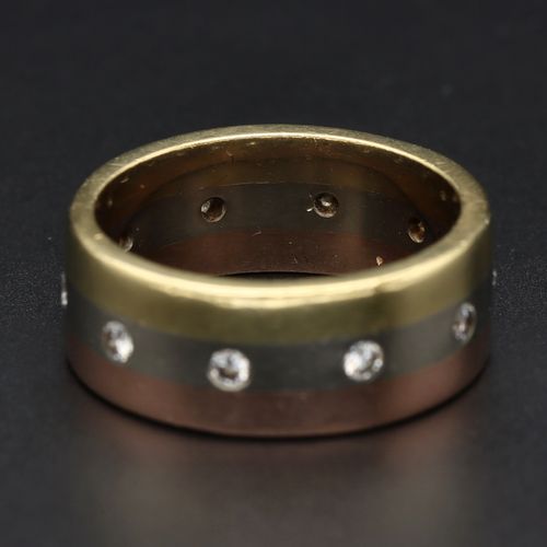 Rare 18ct Tricolour Gold Diamond Ring image-3