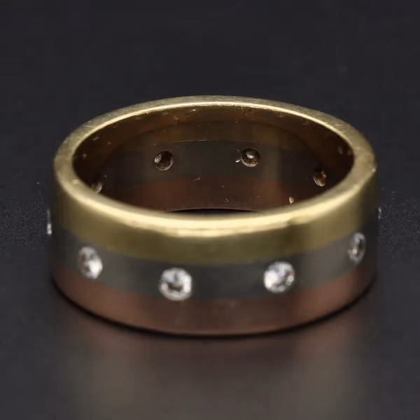 Rare 18ct Tricolour Gold Diamond Ring