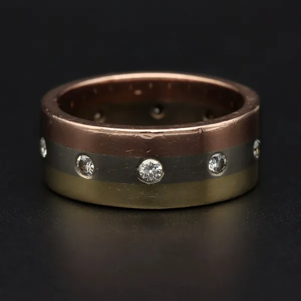 Rare 18ct Tricolour Gold Diamond Ring
